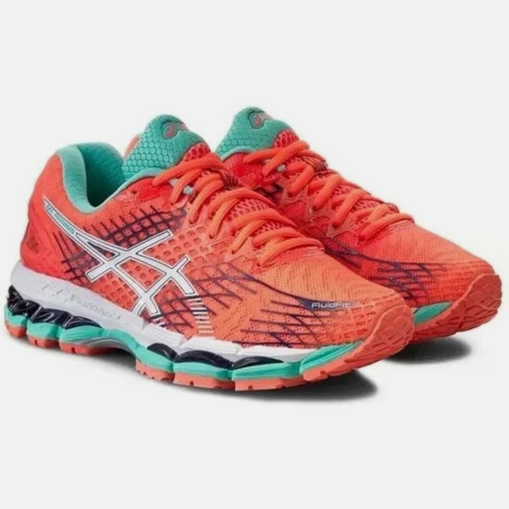 NEW in BOX ASICS GEL NIMBUS 17 Orange Turquoise White Womens 6 US 37 EUR